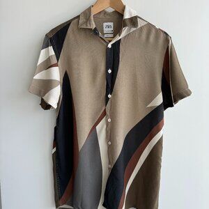 Zara Men's Short Sleeve Button Down Casual Shirt